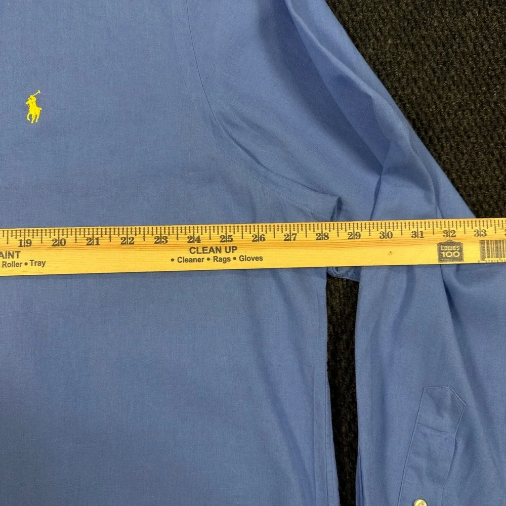 Polo Ralph Lauren Linen Blend Button Down Men XXL Blue Classic Fit Yellow Pony